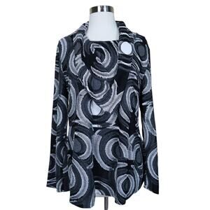 Feratelli Womens Vintage Cowl Neck Tunic Size Large Artsy Art To Wear Patchwork‎